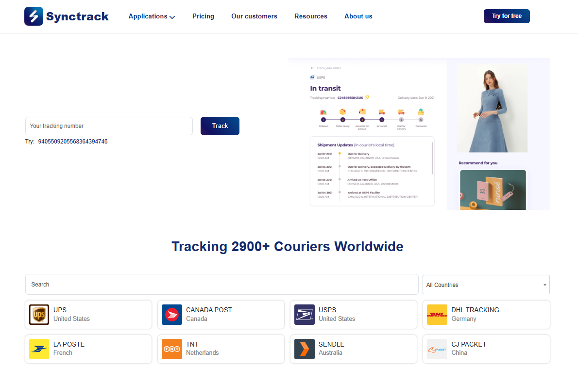 Track on the Carrier Website