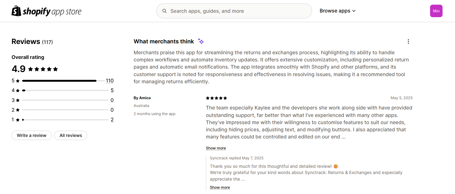 Automate Shopify Returns With Synctrack: Returns & Exchanges