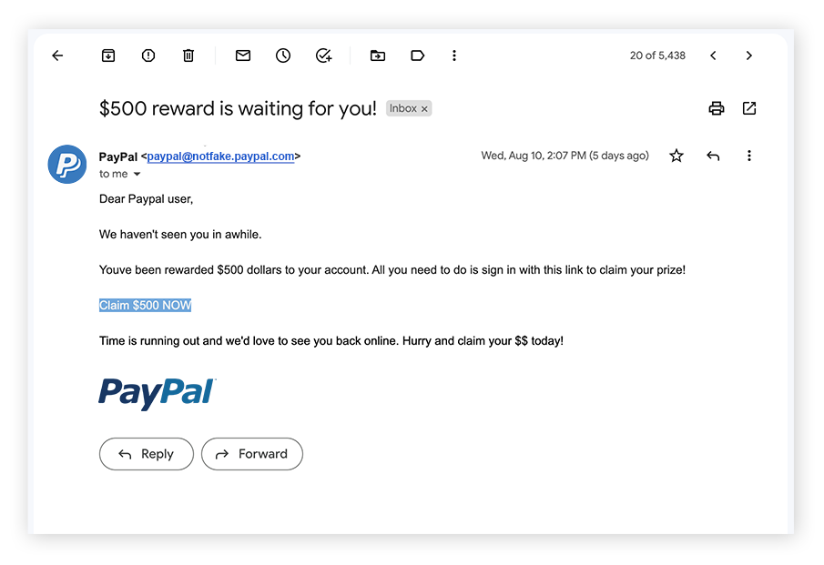 Fake PayPal Emails and Phishing