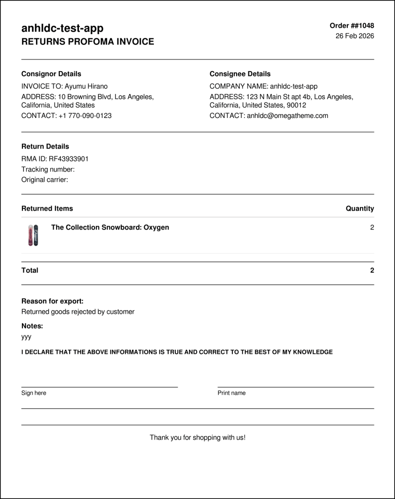 Packing Slip
