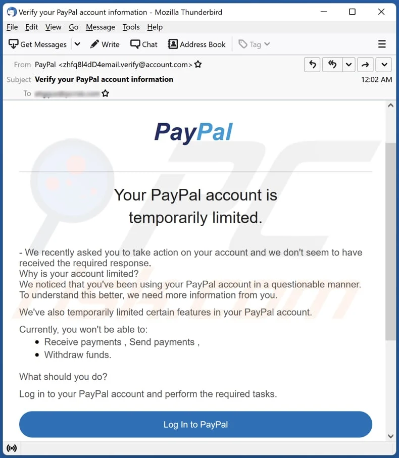 PayPal Temporary Limitations
