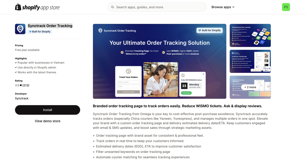 Synctrack Order Tracking
