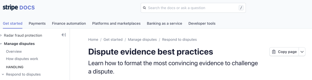 Use Stripe's dispute guidance